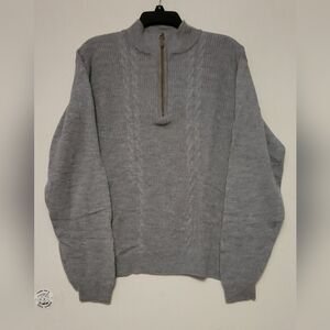 Turnbury Merino Wool Sweater Mock Turtle Neck Zipper Gray XL Men's or Women's